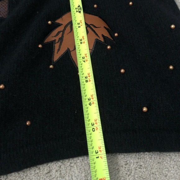 Vintage Sweater Evan Davies Lambs‎ Wool Angora Rabbit Hair Leaves Granny Core - Picture 10 of 13